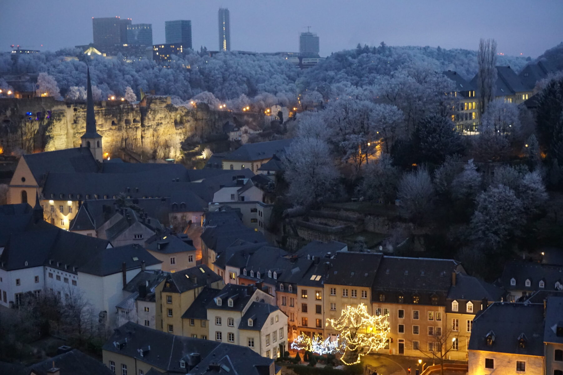Luxembourg, Snow View At Night