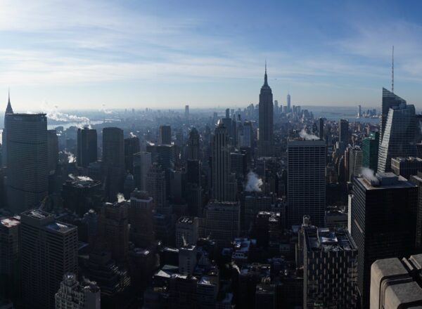 New York, View From Rockefeller Center Top Of The Rock To Empire State Building